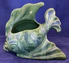 Vintage Royal Haeger Pottery Green Blue Agate Fish Koi R752 USA Planter