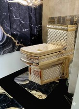 Gold Toilet Royal SET Bathroom with Gold Hand Basin And Tap. FREE BATH SET.