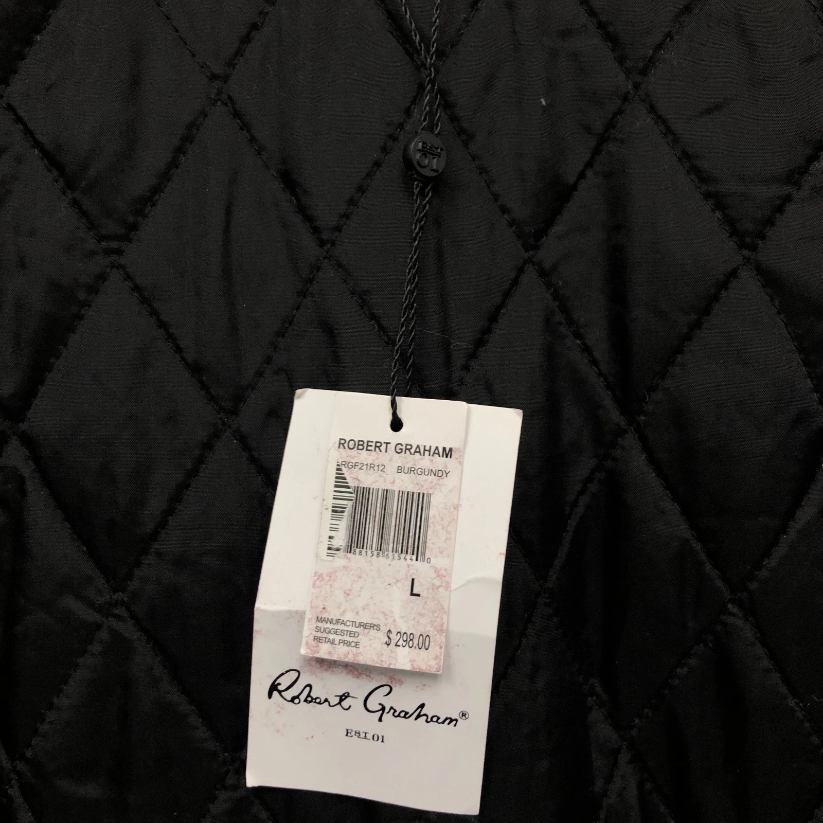 NEW Robert Graham Jacket Large Adult Red Burgundy Corduroy Quilted Lined Mens L image 5