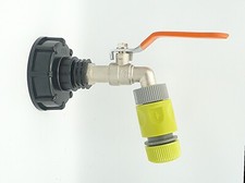 IBC CAP (S60X6 2") & BRASS LEVER TAP to SNAP ON Fitting & Hose Connector 