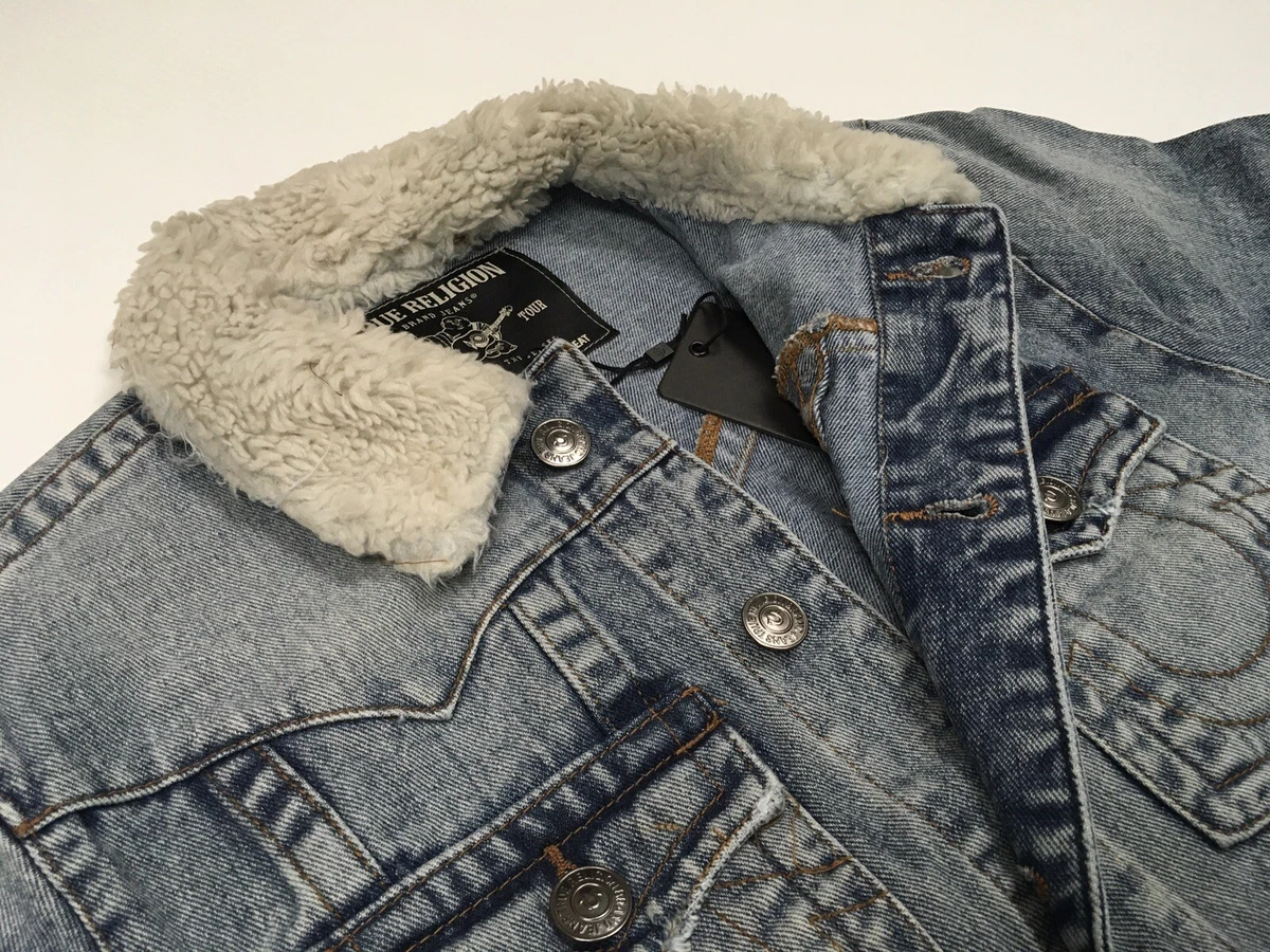 Louis Vuitton patch denim shearling jacket