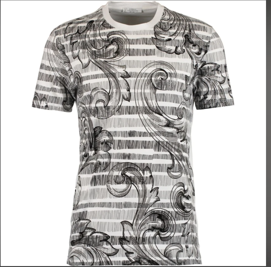 versace t shirt black and white
