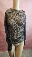 SANS SOUCI SEQUIN LACE PARTY COCKTAIL BLOUSE WOMEN'S SZ  SMALL