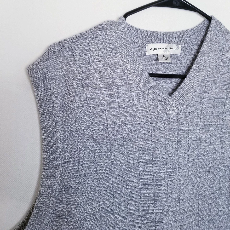 Cypress Links Men's Gray Acrylic Washable Sweater Vest, Size L - Image 2 of 4