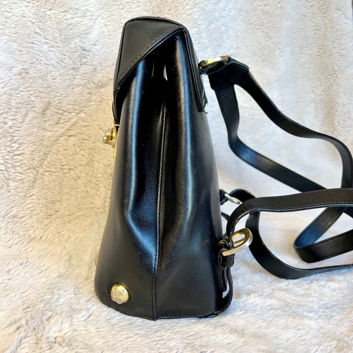 Salvatore Ferragamo Flap Lock Studded Leather Backpack | eBay display picture 3