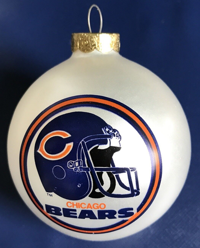 Vtg NFL Chicago Bears Football Hanging Christmas Tree Ornament White 2 1/2" D - Picture 4 of 7