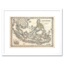 1855 Colton Map The East Indies Singapore Thailand Borneo Framed Wall Art Print
