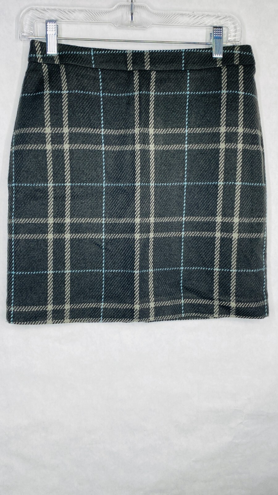 LOFT Mini Skirt Women 0 Black Blue Plaid Lined-image