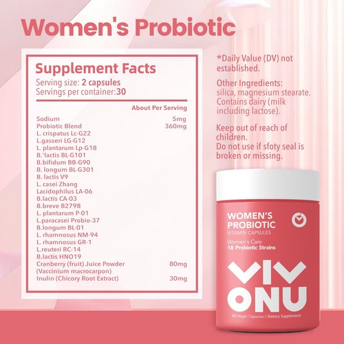Cápsulas de probióticos vaginales VIVONU para mujer equilibrio de pH #1, 60 unidades S142823W8G - Imagen 3 de 7