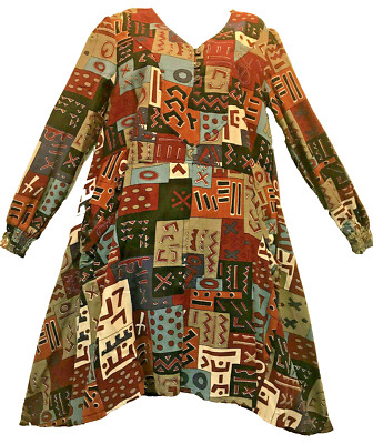 Nwt SACRED THREADS boho geometric hippie cotton blend sharkbite DRESS TUNIC M 