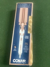 Conair Double Ceramic 3 Barrel Curling Iron, Hair Waver, Create Beachy Waves
