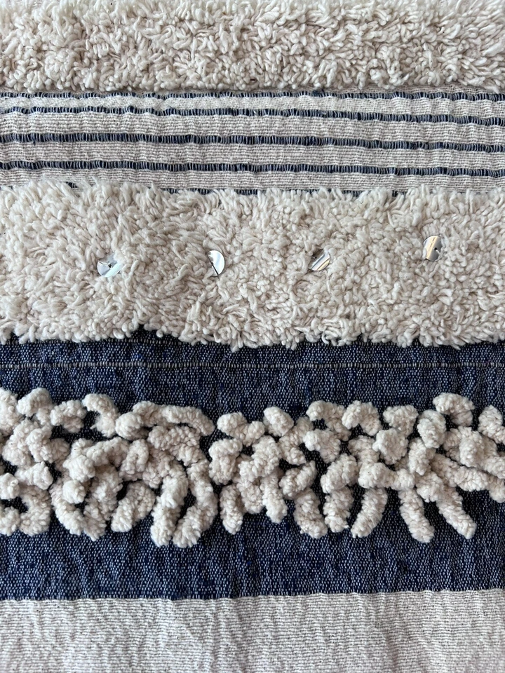 Surya Cotton/Polyester Pillow Cover Textured Blue White Denim Stripes 20x20 NWOT - Image 3 of 4