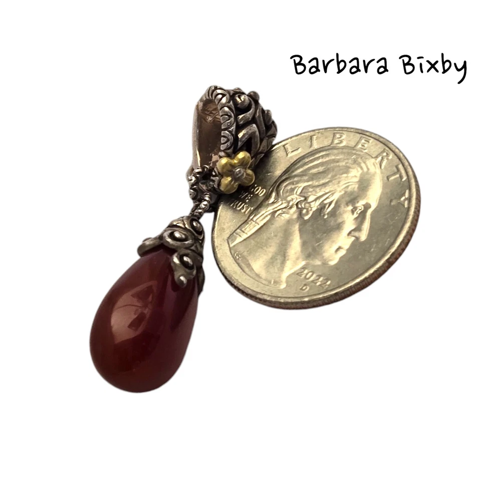 BARBARA BIXBY CORNALINA PIEDRA PRECIOSA COLGANTE POTENCIADOR FLOR Nubes del Tíbet Tallado Foto 4 de 4
