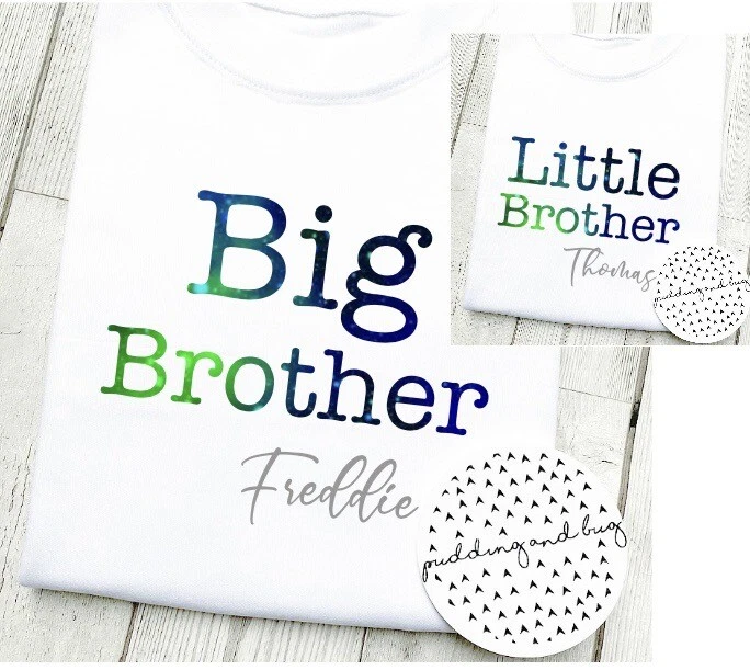Personalised Big Brother Little Brother matching sibling T shirt Baby Vest
