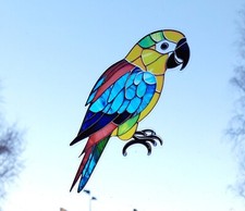 PARROT STAINED GLASS EFFECT STATIC CLING WINDOW FILM STICKER BIRD GIFT MIRROR