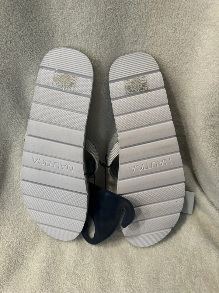 Женские сандалии-шлепанцы Nautica размер США 10 новые с ценниками серые в белую полоску - Изображение 4 из 4