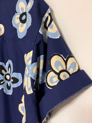 UNIQLO MARNI Oversized Printed Open Collar Short Sleeve Shirt Blue