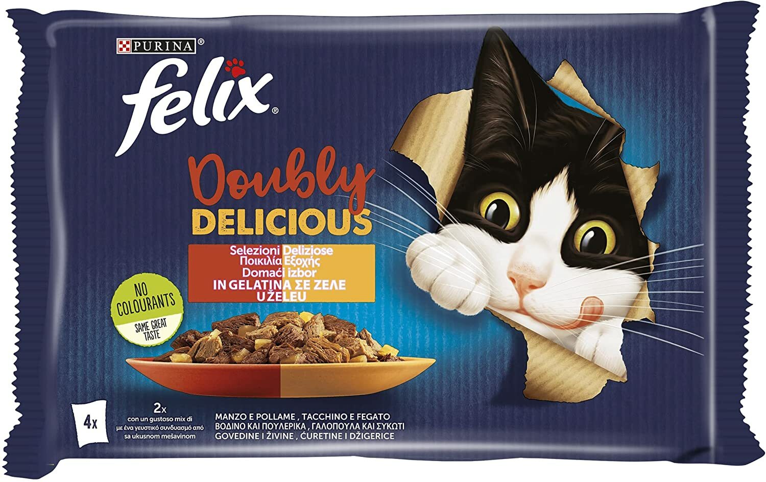 Felix Le Ghiottonerie Doubly Delicious Manzo e Pollame, Tacchino Fegato 48x85 gr