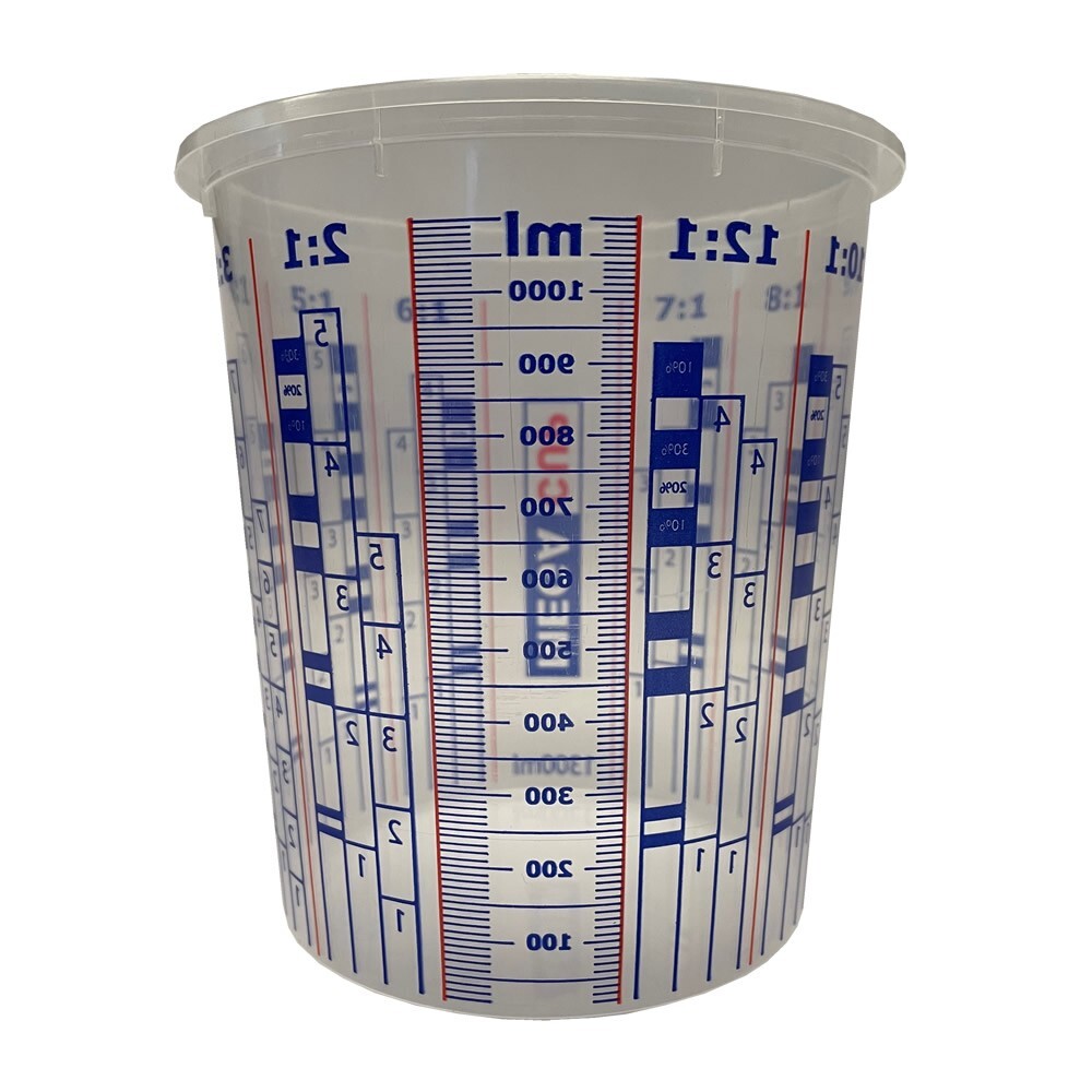 Reusable 1300ml Clear Plastic Mixing Cup (Calibrated 1100ml) 100pk Includes Lid