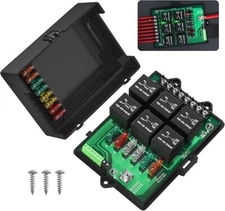 Joinfworld Relay Box Fuse Relay Box 12V Automotive Universal Fuse Panel with 6