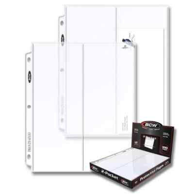 25 Pack BCW 2 Pocket Envelope Page, Plastic Poly Top Load 4x10 Protector Pages