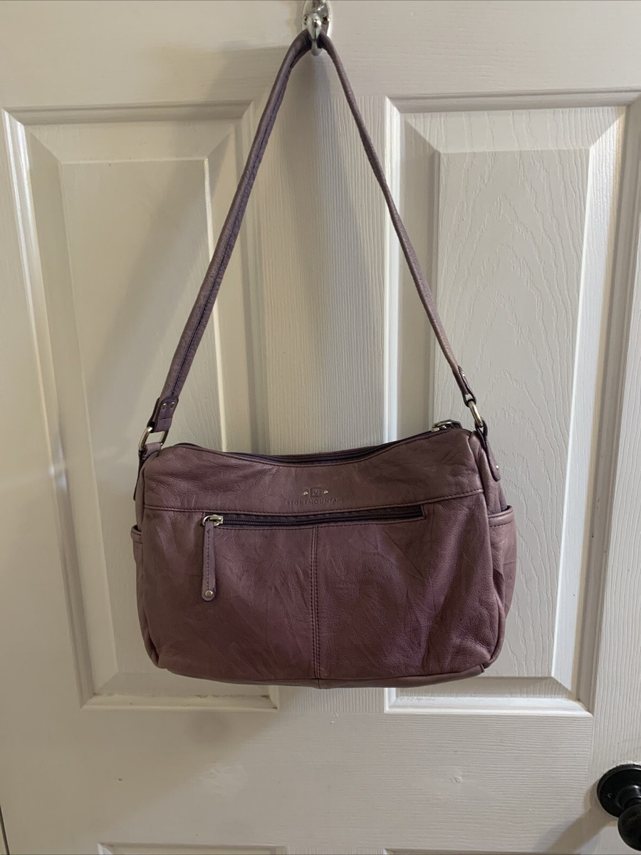 Stone Mountain Purple Leather Silver Tone Hardware Shoulder Bag w