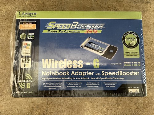 LINKSYS WIRELESS-G 2.4GHZ NOTEBOOK ADAPTER WITH SPEED BOOSTER WPC54GS UC7-2