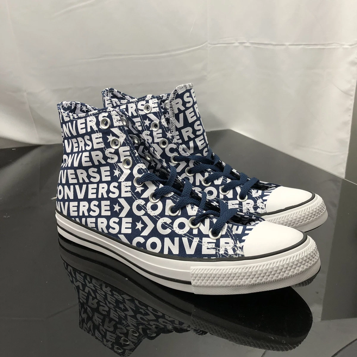 Converse Mens CTAS Hi Letter Print Canvas 163952C Navy White Size