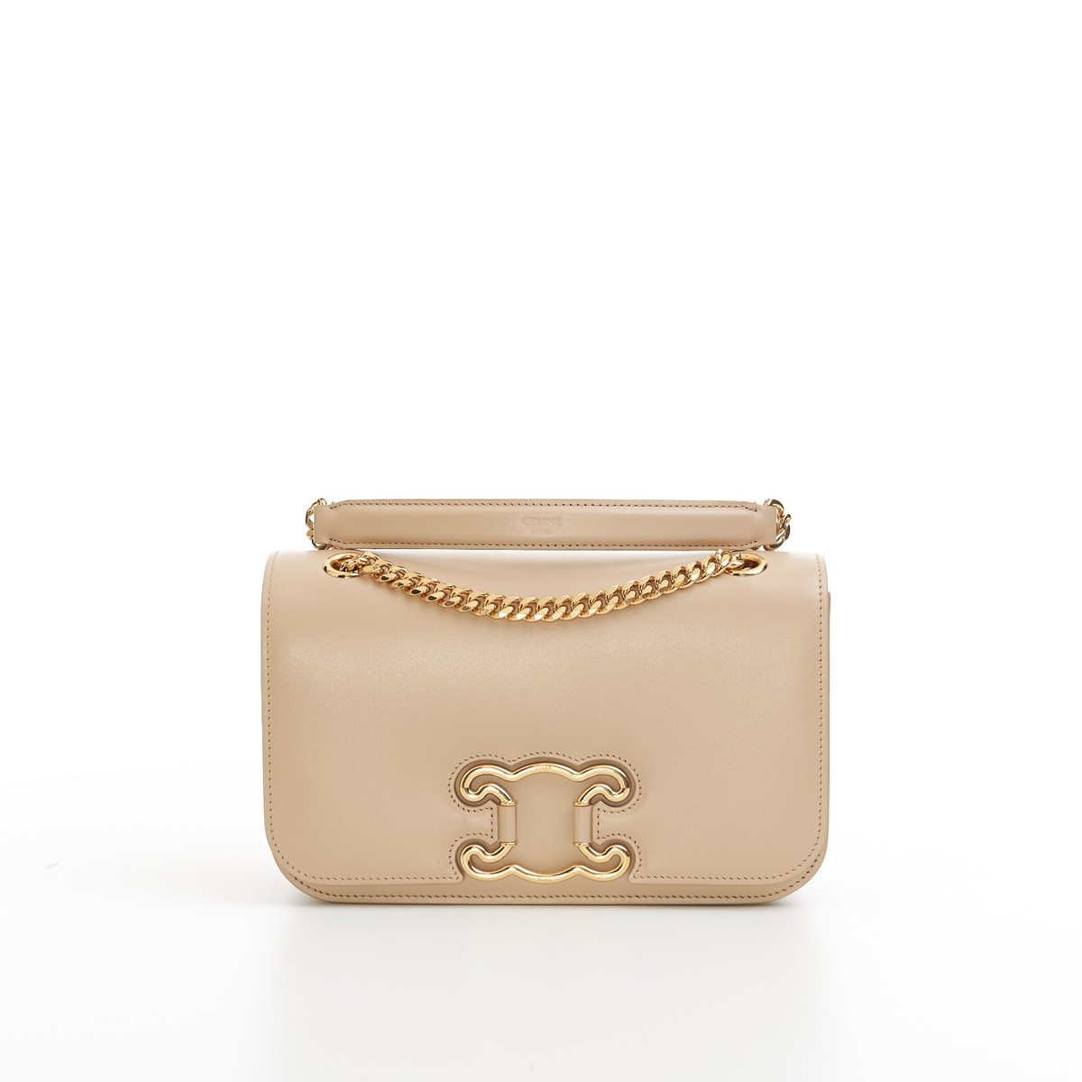 Celine Medium Bag Triomphe Frame In Shiny Calfskin