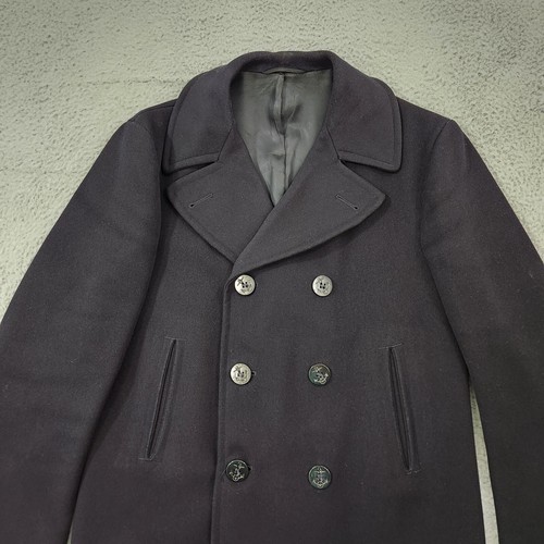 Vintage US Navy Pea Coat Mens 40R Wool Kersey Blue Pembroke Issued Double Breast - Picture 2 of 16