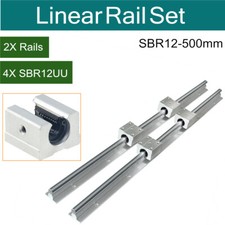 2X SBR12-500mm Linear Rail Guide Fully Supported Rod  4X SBR12UU Bearing Block