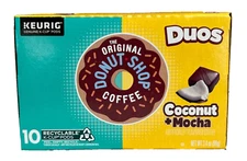 The Original Donut Shop Coffee Duos Coconut & Mocha K Cups Keurig 10 ct 3.4 oz
