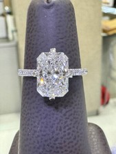950 Platinum IGI Certified 3.50 TCW E/VS1 Radiant Cut Lab Grown Diamond Ring