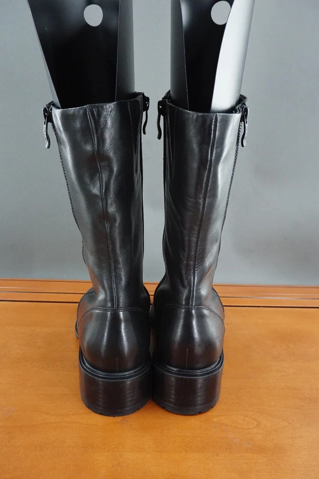 Ara Piper Mujer 9.5 EE. UU./7UK Zapato Cuero Negro Pull On Doble Cremallera Lateral Botas Medianas Foto 4 de 4