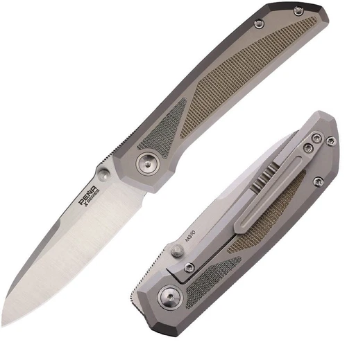 Pena Mula Knives Folding Knife 3.25" M390 Steel Blade Titanium/Micarta Handle