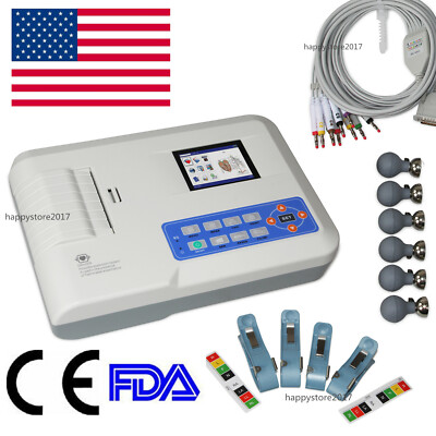 ECG300G Digital 3 Channel 12 lead Electrocardiograph EKG Machine PC Software FDA