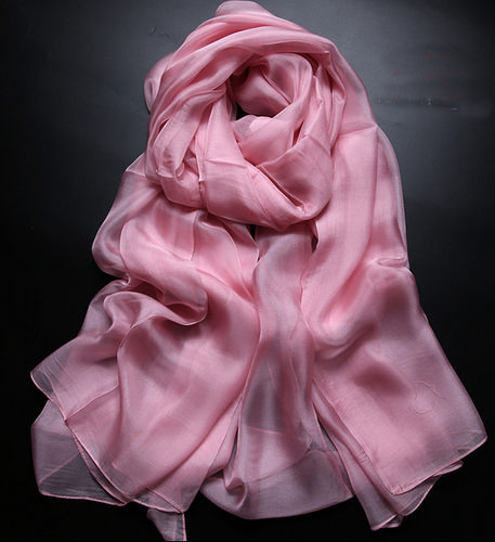 Mujeres 100% Seda Bufanda Pañuelo 74X53" Chal Envoltura Color Sólido Rosa Rojo Regalos - Imagen 1 de 2