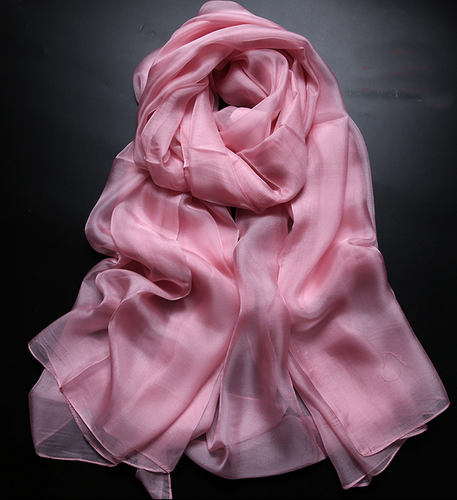 100% Silk Scarf Women neckerchief 74x53" Shawl Wrap solid color pink red Gifts - Picture 1 of 2