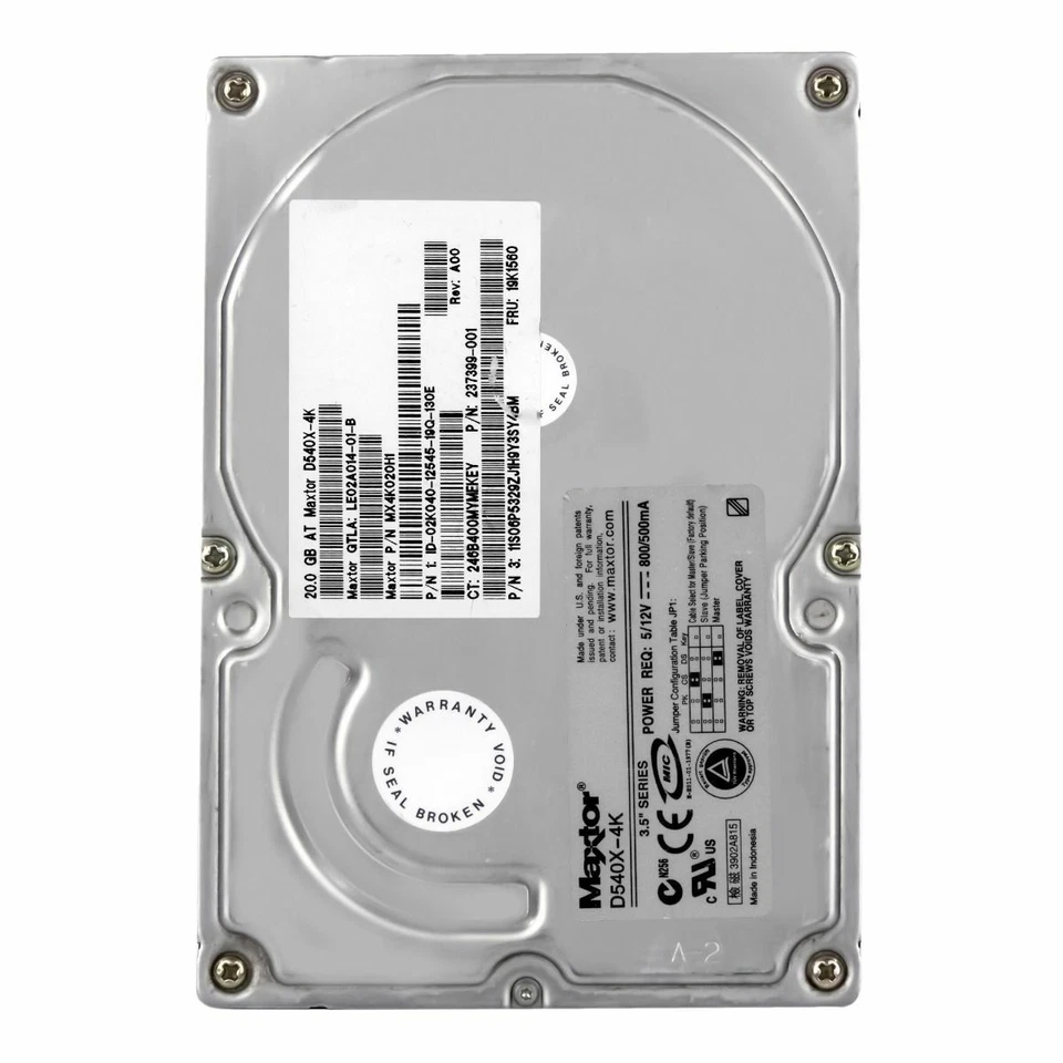 Hard Drive D540X-4K 20GB 5400U/Min 2MB Cache Pata Ata Ide MX4K020H1 3.5 " Inch - Image 2 of 3