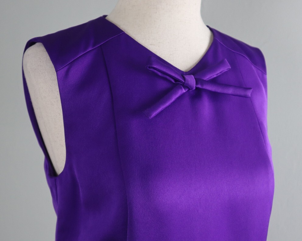 WORTH New York NWT $378 Solid Purple Bow Embellished Sheath Dress Size 0