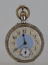 Bellissimo orologio da tasca uomo Art Nouveau aperto Minerva "Hertha" argento 1900 (108307)
