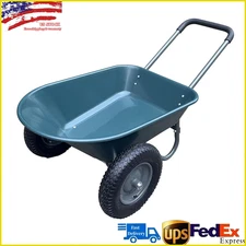 Heavy-Duty Dual-Wheel Home Garden Yard Utility Wheelbarrow Cart w/Built-in Stand