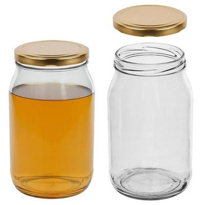 B2C Glass Jars 900ml with Lid Set PICKLE CHUTNEY HONEY STORAGE DIY Preserving Jam