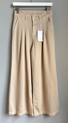 Damen Wide Leg leichte Jeans Hose Beige Weit Gr. 36 38 40 S M L