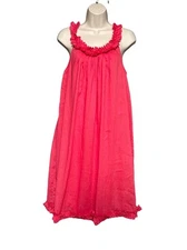 Max Mara Size 12 Pink Frill Lace Sleeveless Dress 100% Cotton Italy Made