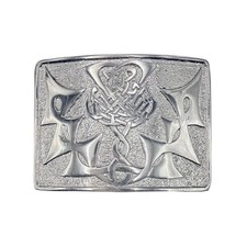 Scottish Kilt Buckle Belt Highland Celtic Modern Thistle Knot Chrome Finish AAR