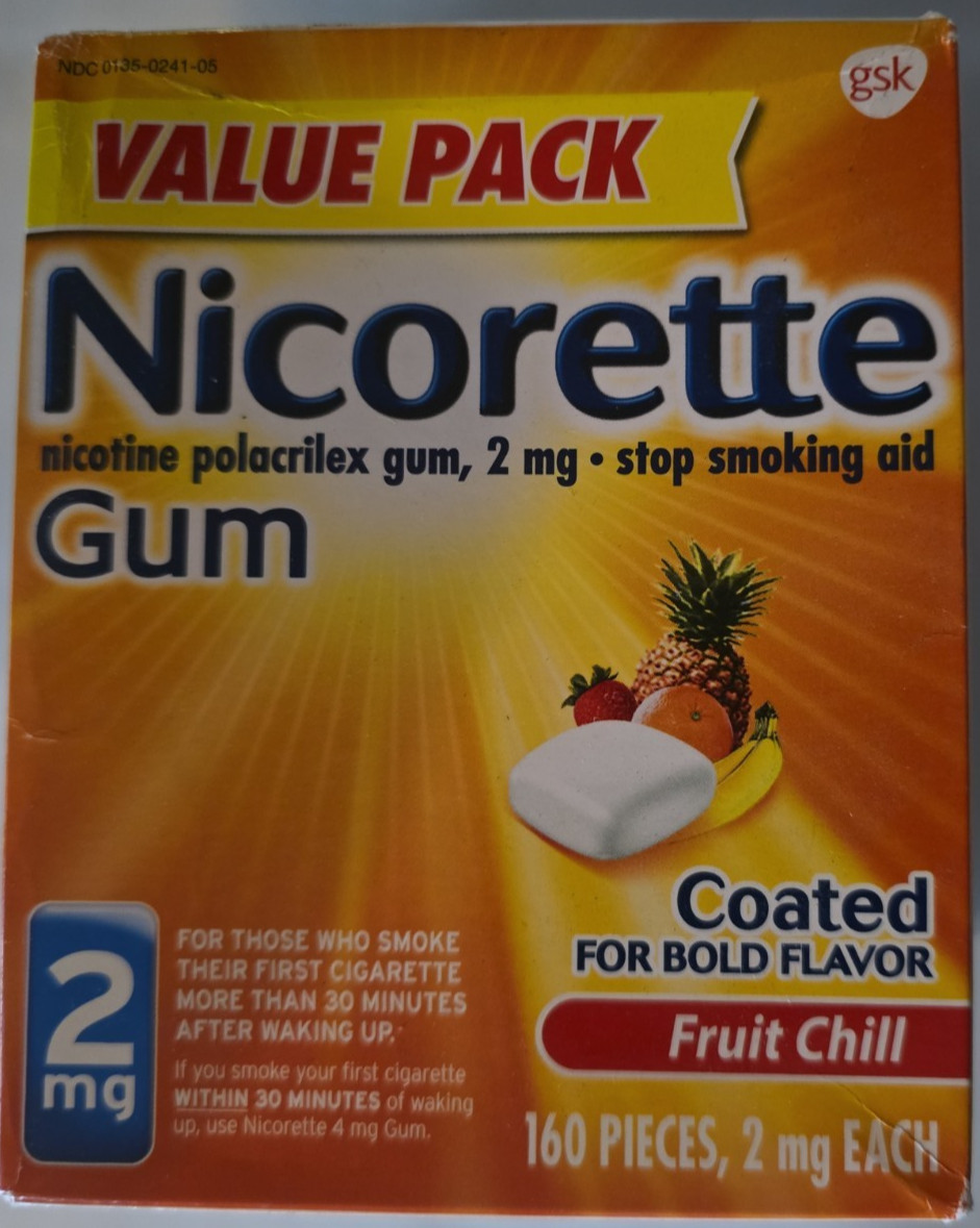 Nicorette Nicotine Quit Gum, 2mg Fruit Chill 160ct(PLEASE SEE DETAILS BELOW)