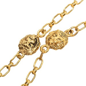 Authentic CHANEL Necklaces & Pendants Lion Motif Long Chain Gold Plated Women's Accessory
