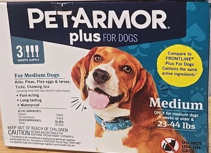 PET ARMOR PETARMOR PLUS FOR MEDIUM DOGS KILLS FLEAS. TICKS, FREE SHIPPING! BEST PRICE!