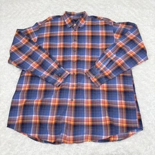 Scott Barber Shirt Mens 2XL Blue Orange Plaid Button Down Long Sleeve Casual